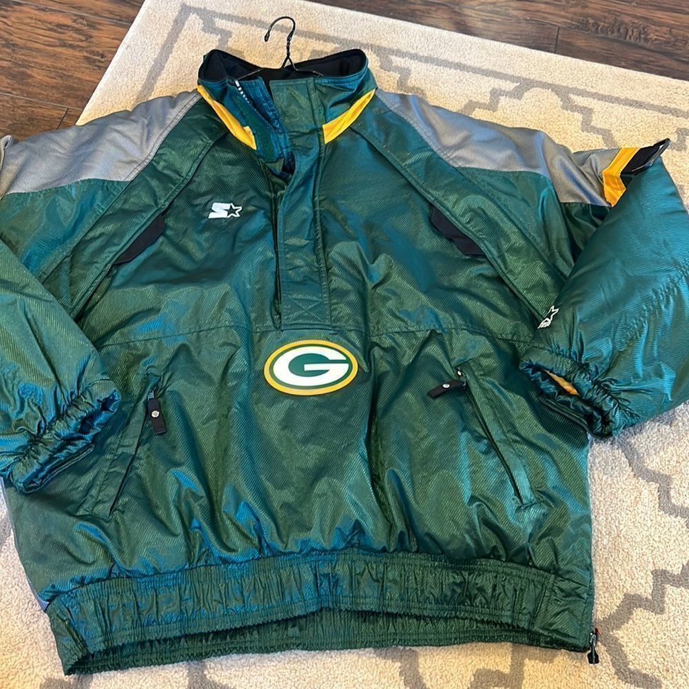 VtgโStarterย Coat GREEN BAY PACKERS Insulated Pullover Jacket NFLโ 90s sizeโXL